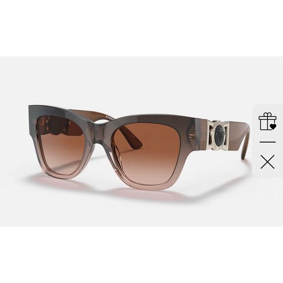 Versace VE 4415U 108/3 Havana Plastic Cat-Eye Sunglasses Brown Lens - Picture 1 of 6